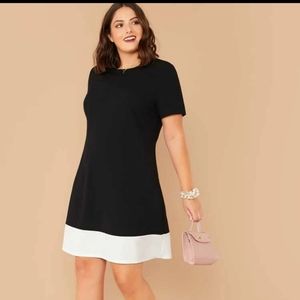 Plus Contrast Hem Flowy Dress